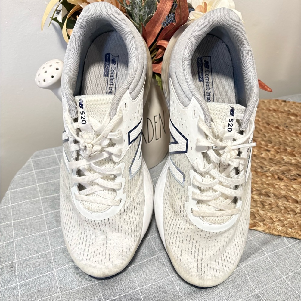 White and Blue Athletic Sneakers